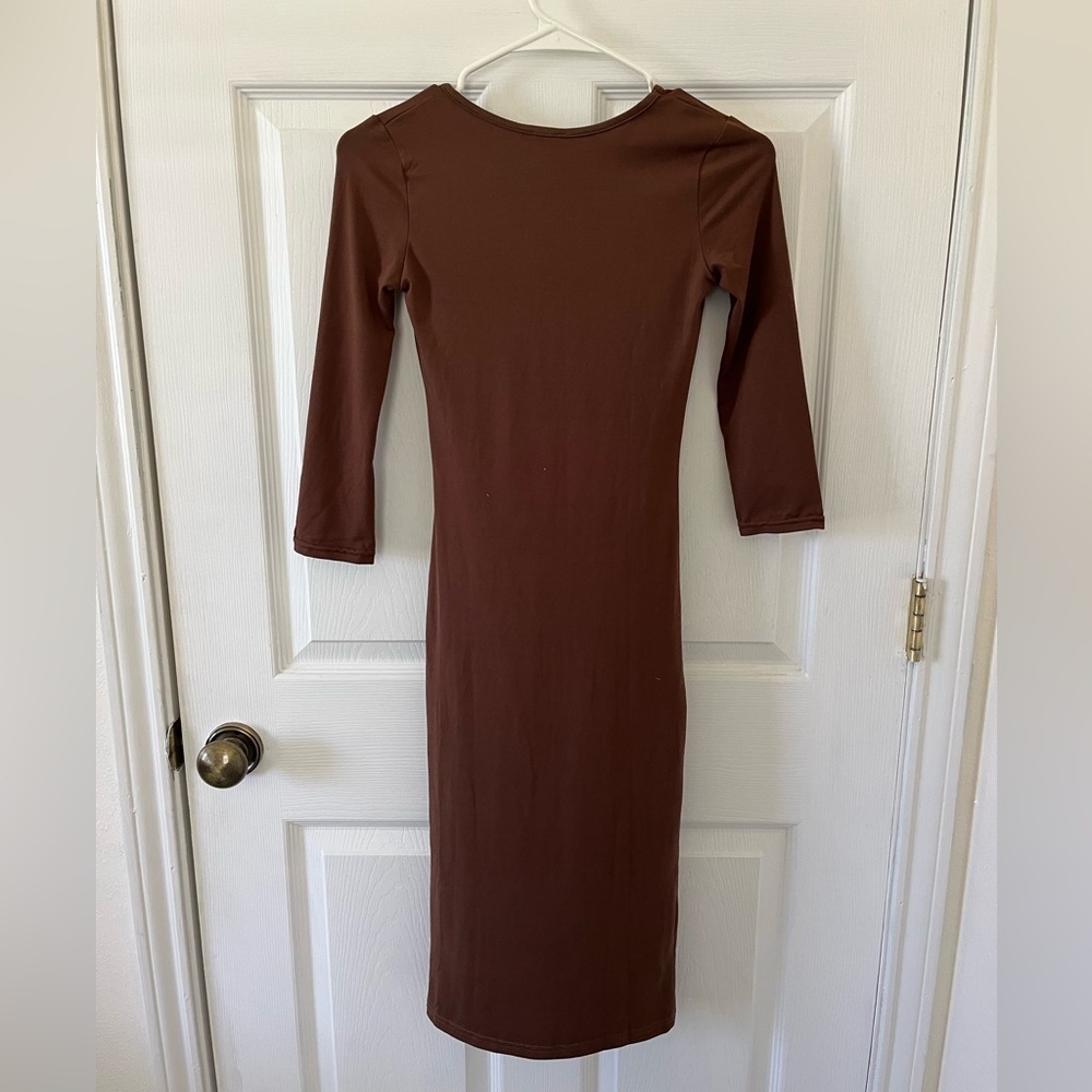 Yelete Long Sleeve Brown Dress - Picture 2 of 3